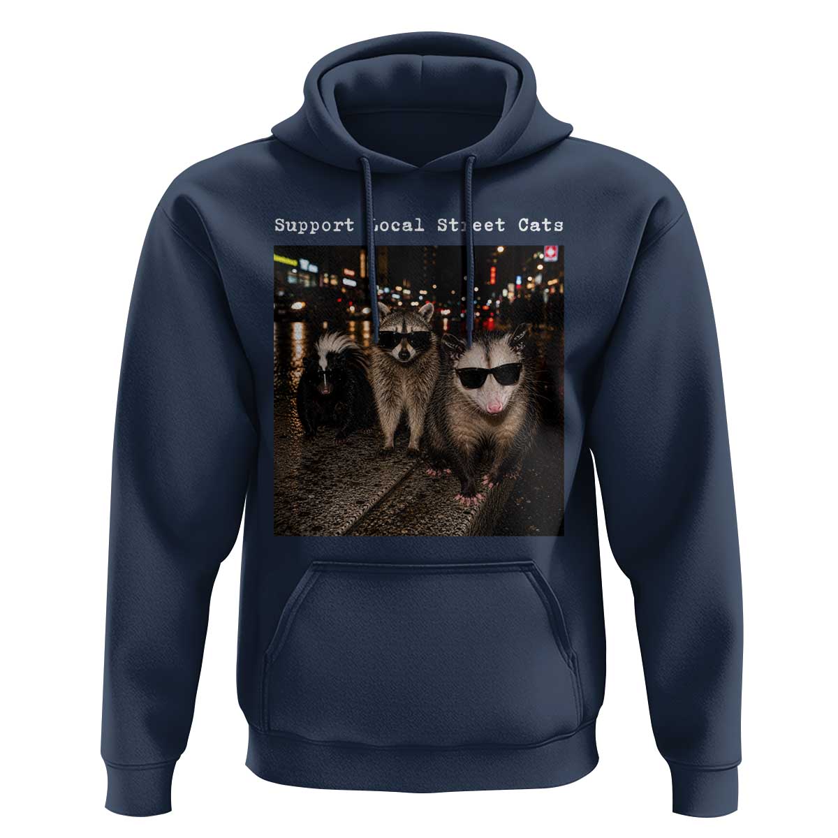 Support Local Street Cats Hoodie Funny Raccoon Skunk Possum Animal Meme