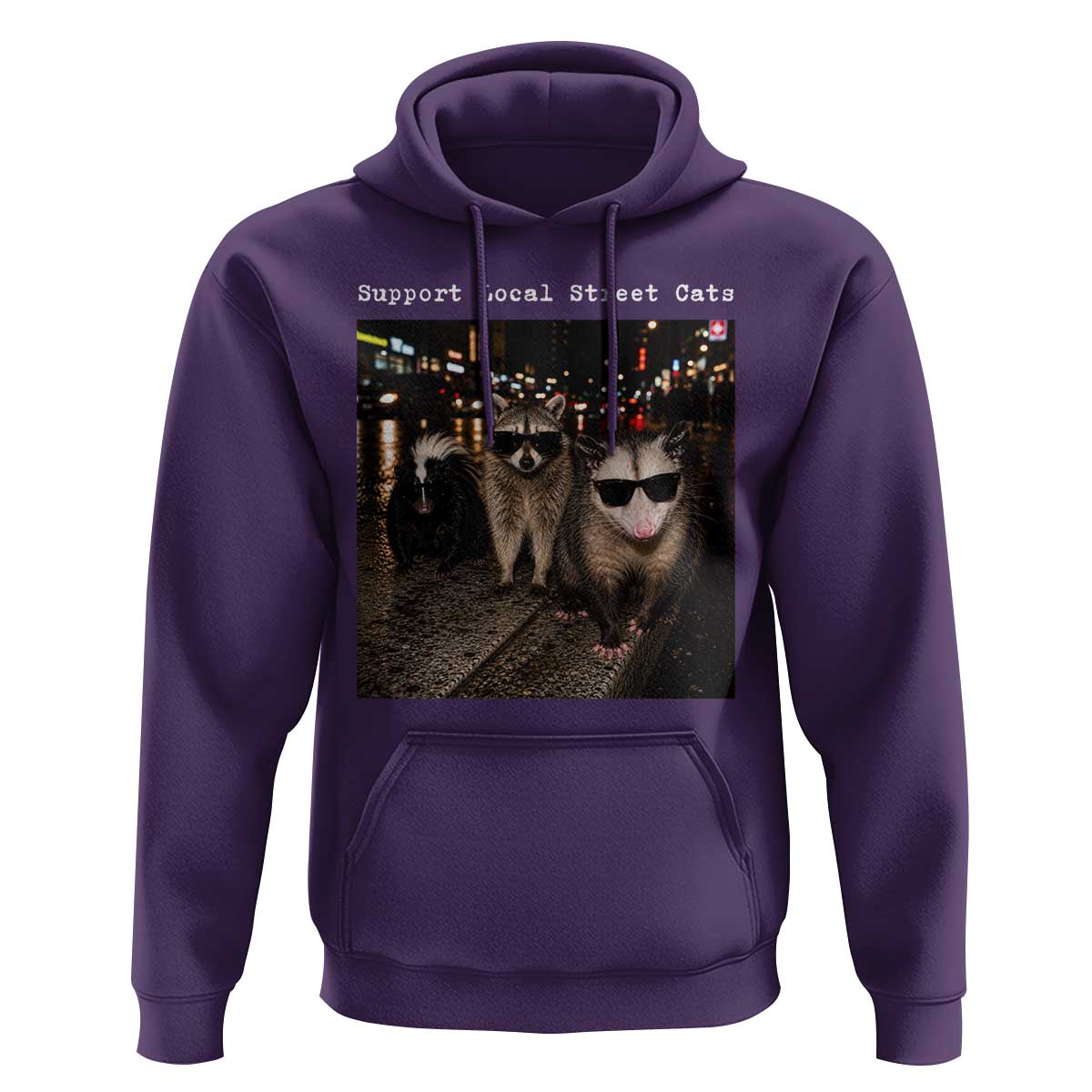 Support Local Street Cats Hoodie Funny Raccoon Skunk Possum Animal Meme