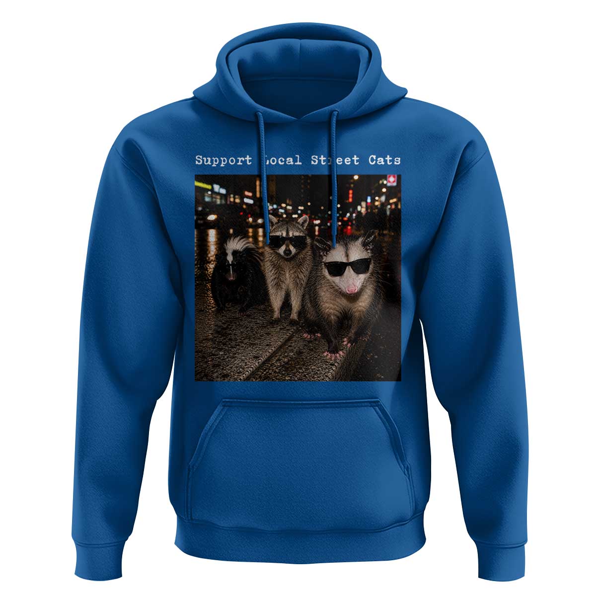 Support Local Street Cats Hoodie Funny Raccoon Skunk Possum Animal Meme