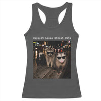 Support Local Street Cats Racerback Tank Top Funny Raccoon Skunk Possum Animal Meme
