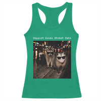 Support Local Street Cats Racerback Tank Top Funny Raccoon Skunk Possum Animal Meme