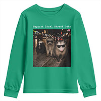 Support Local Street Cats Youth Sweatshirt Funny Raccoon Skunk Possum Animal Meme