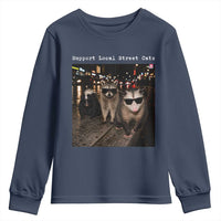Support Local Street Cats Youth Sweatshirt Funny Raccoon Skunk Possum Animal Meme