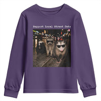 Support Local Street Cats Youth Sweatshirt Funny Raccoon Skunk Possum Animal Meme