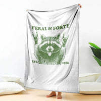 Raccoon 40th Birthday Throw Blanket Funny Feral And Forty Vintage 1986 40 Year Old Gift