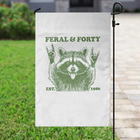 Raccoon 40th Birthday Garden Flag Funny Feral And Forty Vintage 1986 40 Year Old Gift