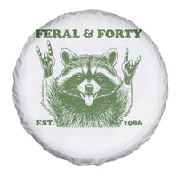 Raccoon 40th Birthday Spare Tire Cover Funny Feral And Forty Vintage 1986 40 Year Old Gift