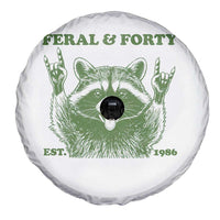 Raccoon 40th Birthday Spare Tire Cover Funny Feral And Forty Vintage 1986 40 Year Old Gift
