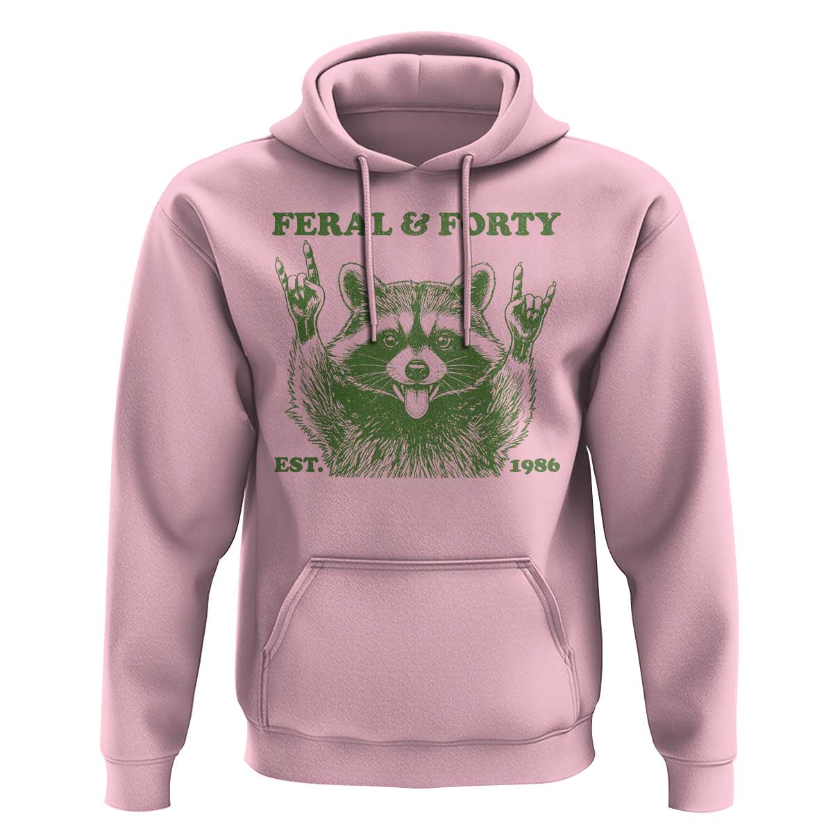 Raccoon 40th Birthday Hoodie Funny Feral And Forty Vintage 1986 40 Year Old Gift