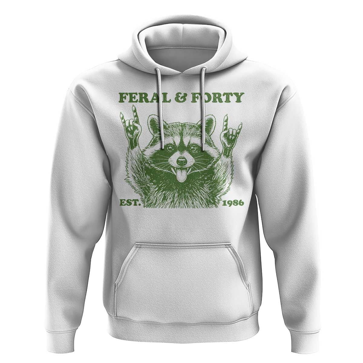 Raccoon 40th Birthday Hoodie Funny Feral And Forty Vintage 1986 40 Year Old Gift