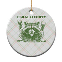 Raccoon 40th Birthday Ceramic Ornament Funny Feral And Forty Vintage 1986 40 Year Old Gift