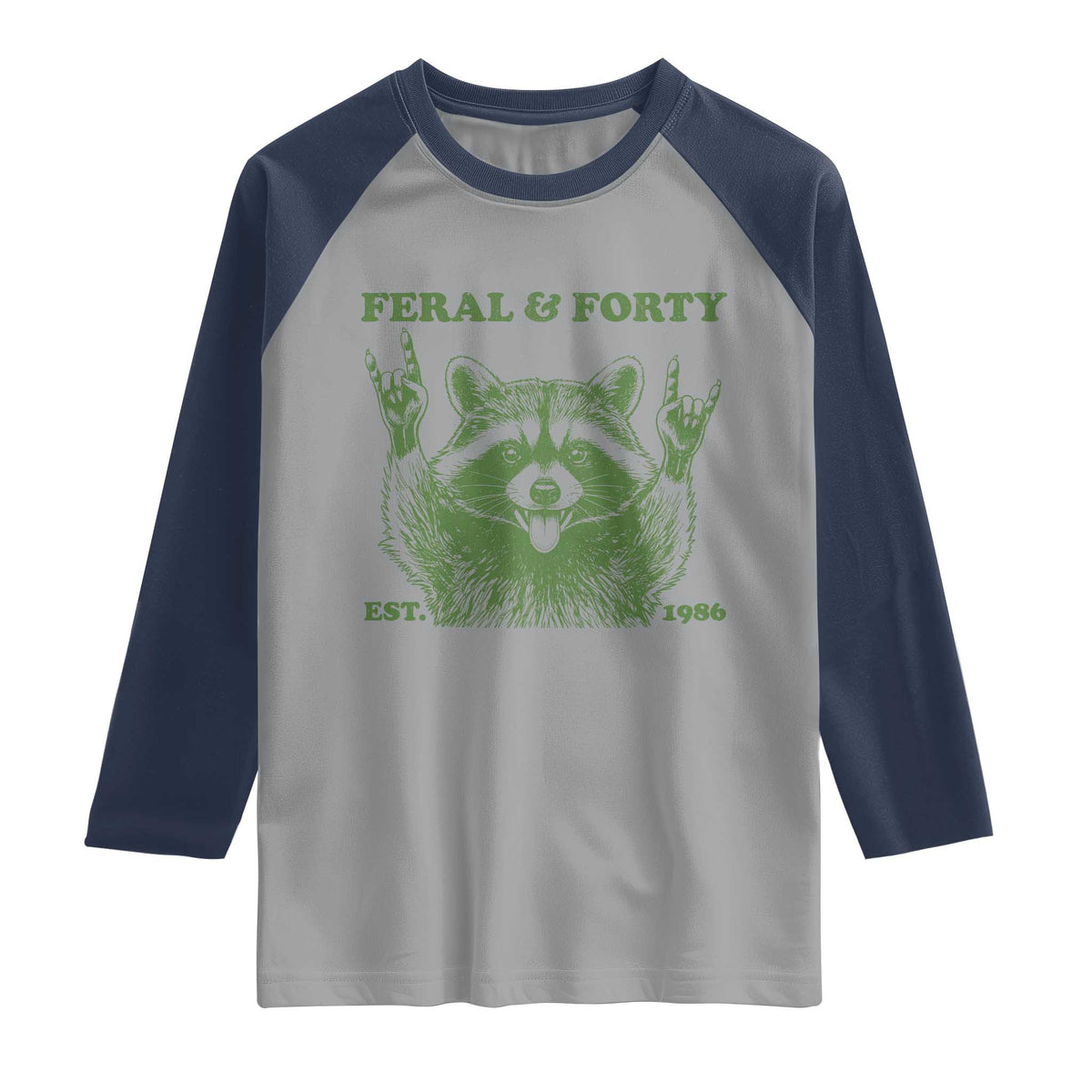 Raccoon 40th Birthday Raglan Shirt Funny Feral And Forty Vintage 1986 40 Year Old Gift