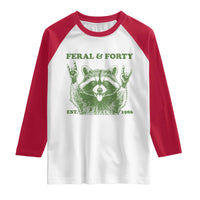 Raccoon 40th Birthday Raglan Shirt Funny Feral And Forty Vintage 1986 40 Year Old Gift