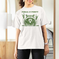 Raccoon 40th Birthday T Shirt For Women Funny Feral And Forty Vintage 1986 40 Year Old Gift