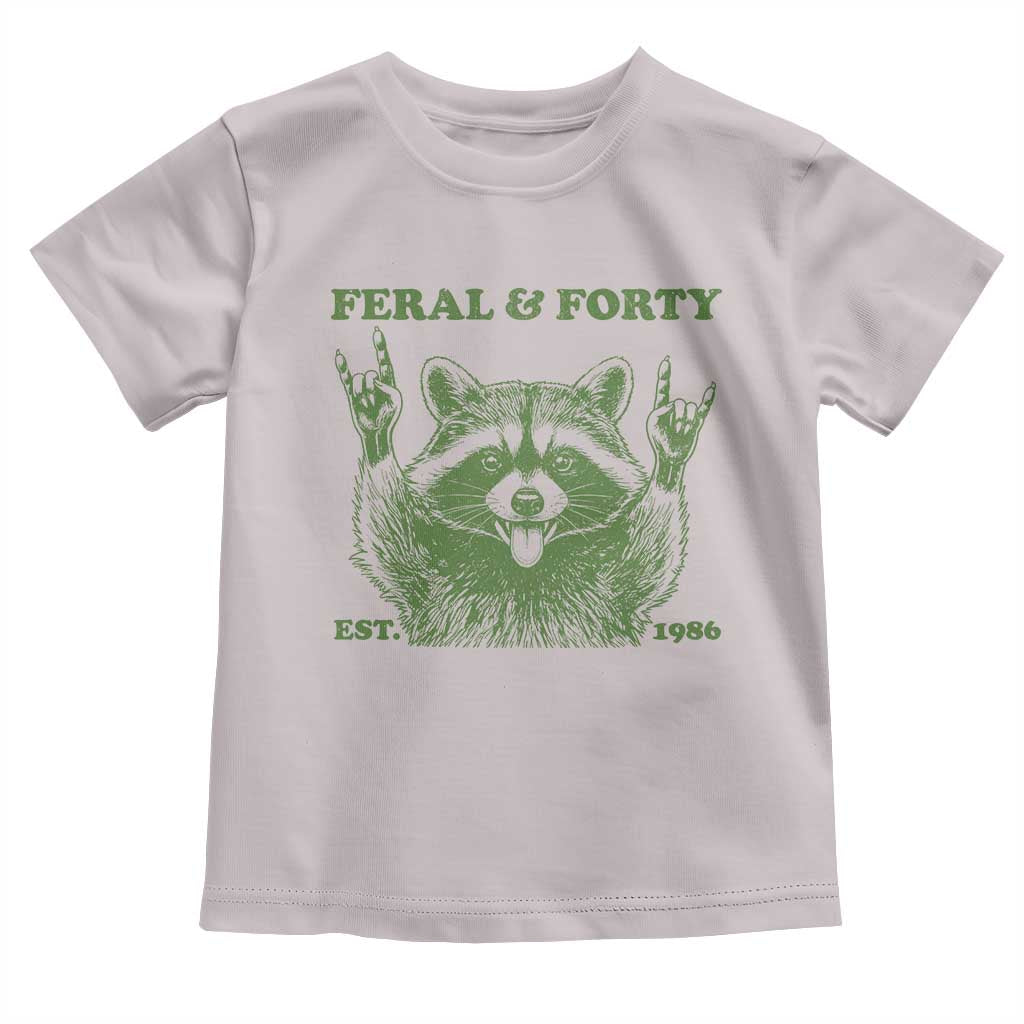 Raccoon 40th Birthday Toddler T Shirt Funny Feral And Forty Vintage 1986 40 Year Old Gift