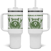 Raccoon 40th Birthday Tumbler With Handle Funny Feral And Forty Vintage 1986 40 Year Old Gift