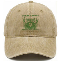 Raccoon 40th Birthday Washed Cotton Baseball Cap Funny Feral And Forty Vintage 1986 40 Year Old Gift