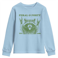 Raccoon 40th Birthday Youth Sweatshirt Funny Feral And Forty Vintage 1986 40 Year Old Gift