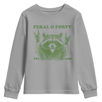 Raccoon 40th Birthday Youth Sweatshirt Funny Feral And Forty Vintage 1986 40 Year Old Gift