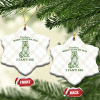 Funny Raccoon Meme Ceramic Ornament Sometimes When I Close My Eyes I Cant See Vintage Trash Panda
