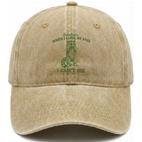 Funny Raccoon Meme Washed Cotton Baseball Cap Sometimes When I Close My Eyes I Cant See Vintage Trash Panda