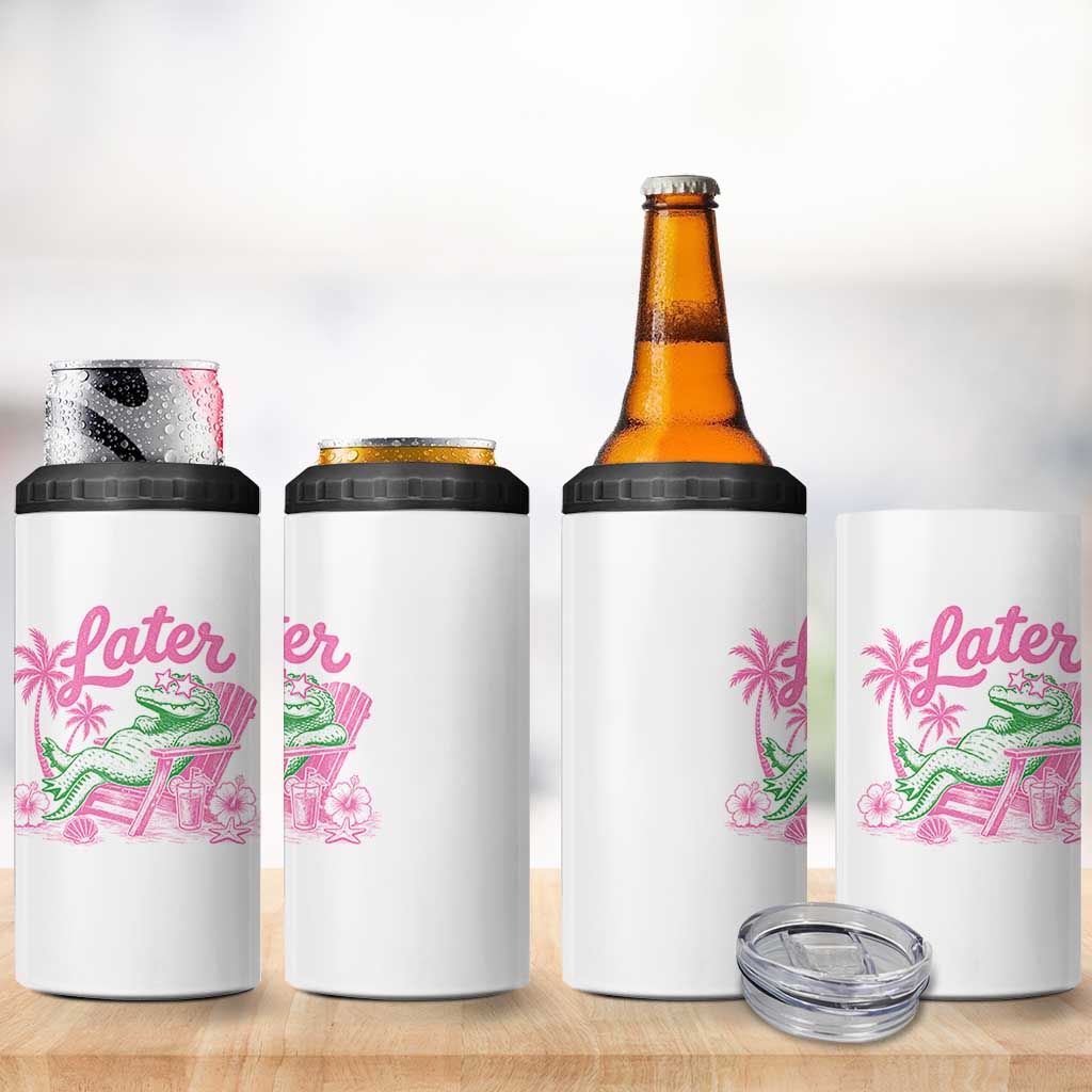 Later Gator Funny Alligator Meme 4 in 1 Can Cooler Tumbler Last Day of School Summer Vacation Teachers Kids