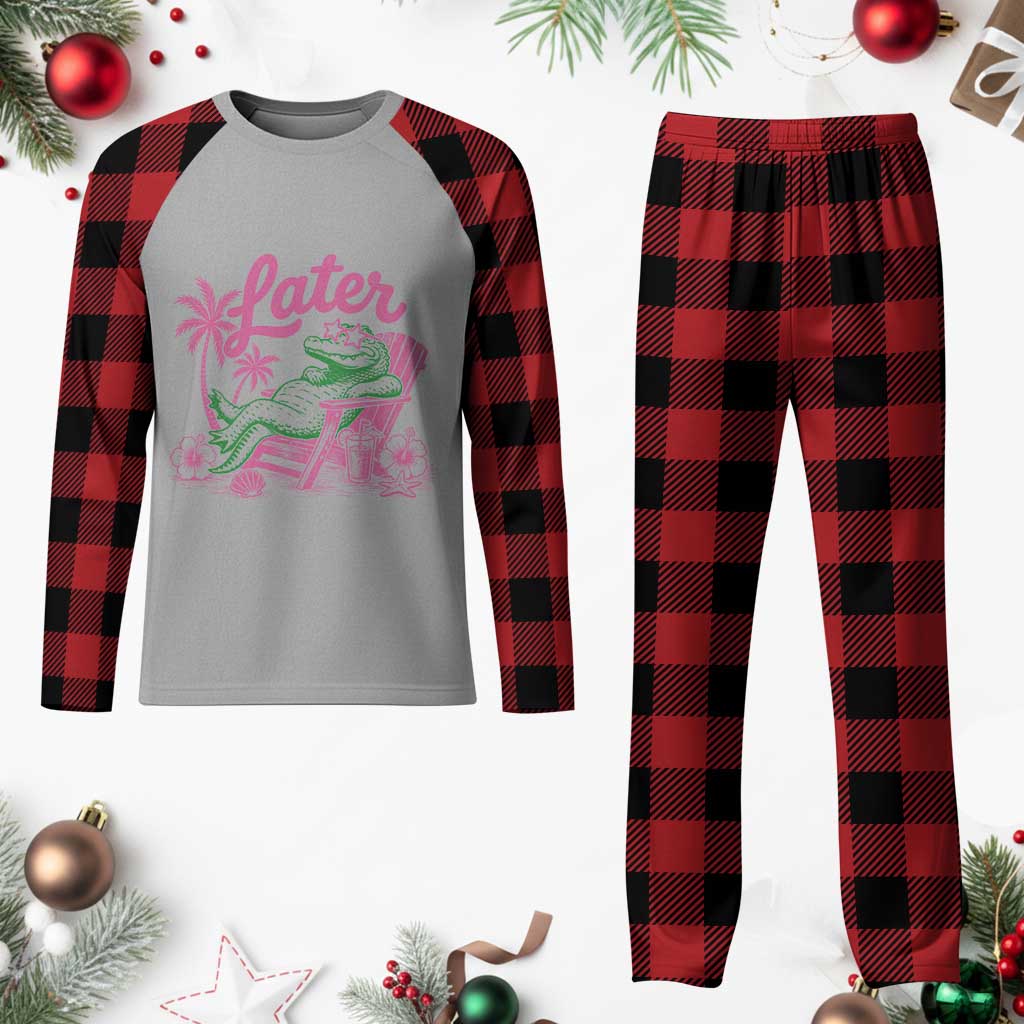Later Gator Funny Alligator Meme Plaid Pajama Set Last Day of School Summer Vacation Teachers Kids