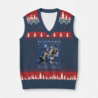 I Clogged Your Toilet Alpha Wolf Meme V-Neck Knit Sweater Vest Funny Unhinged Stupid Brainrot