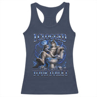 I Clogged Your Toilet Alpha Wolf Meme Racerback Tank Top Funny Unhinged Stupid Brainrot