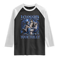 I Clogged Your Toilet Alpha Wolf Meme Raglan Shirt Funny Unhinged Stupid Brainrot