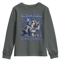 I Clogged Your Toilet Alpha Wolf Meme Youth Sweatshirt Funny Unhinged Stupid Brainrot