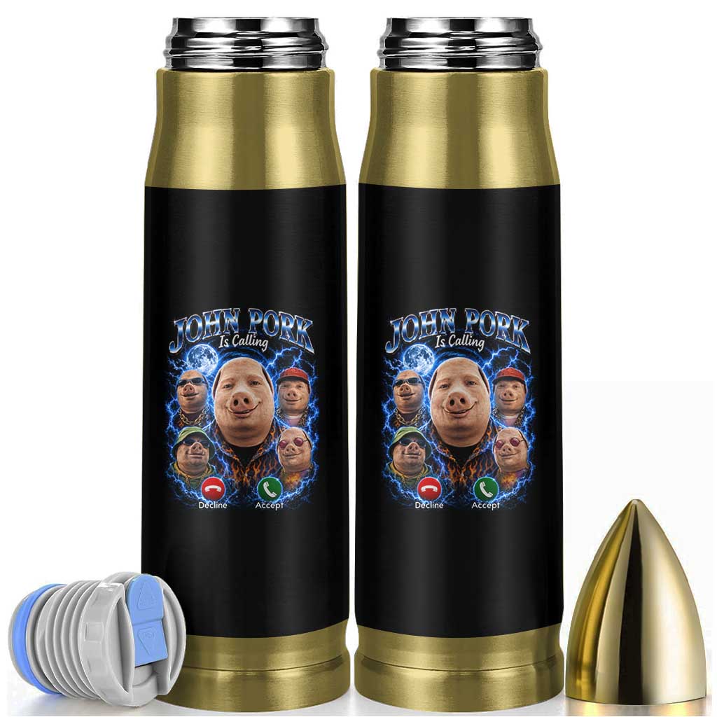 John Pork Calling Bullet Tumbler Funny Answer Call Phone Brainrot Meme Vintage Bootleg Graphic