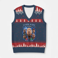 John Pork Calling V-Neck Knit Sweater Vest Funny Answer Call Phone Brainrot Meme Vintage Bootleg Graphic