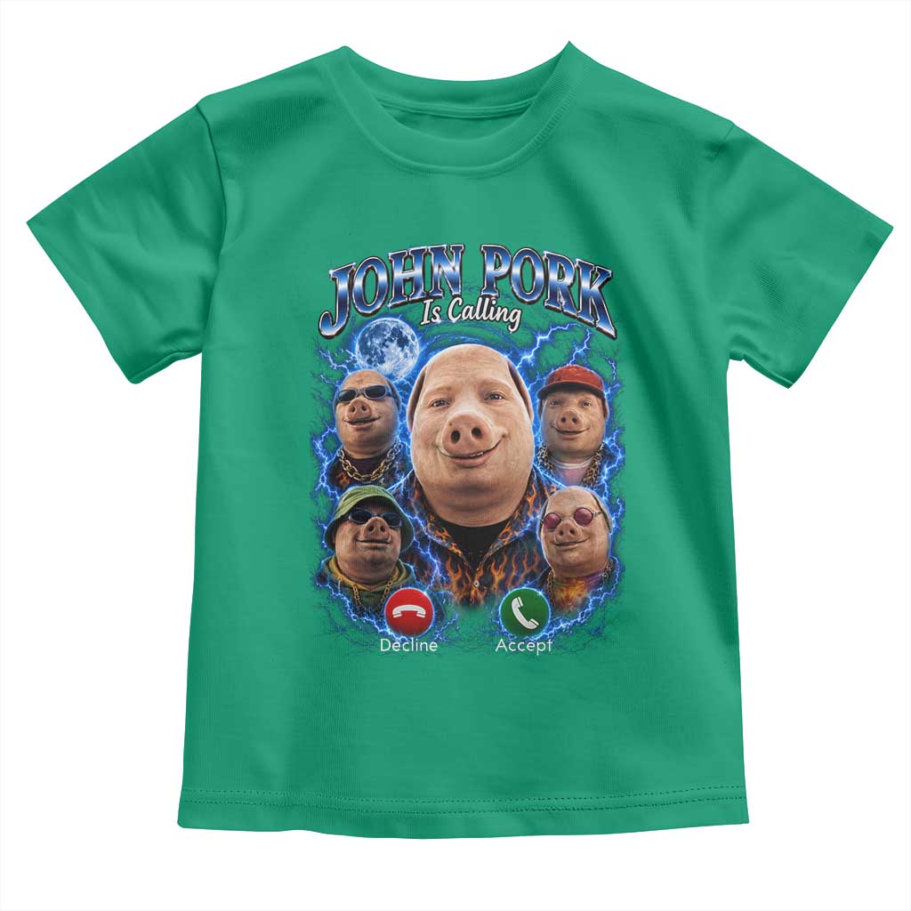 John Pork Calling Toddler T Shirt Funny Answer Call Phone Brainrot Meme Vintage Bootleg Graphic