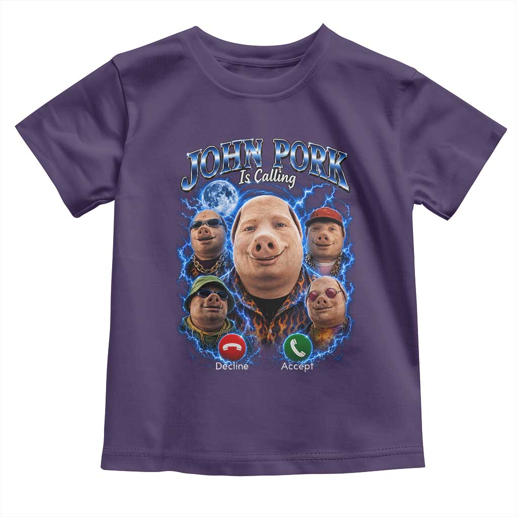 John Pork Calling Toddler T Shirt Funny Answer Call Phone Brainrot Meme Vintage Bootleg Graphic