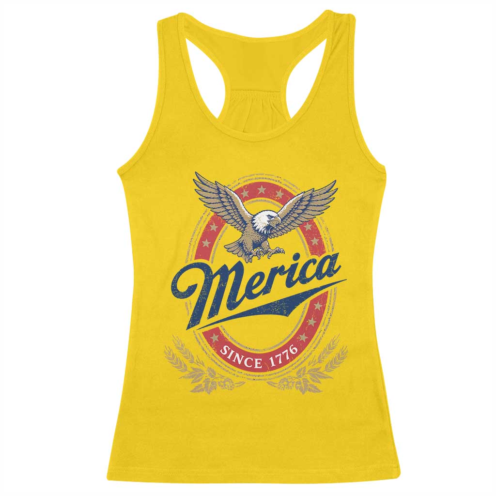 Retro Merica Eagle Funny 4th Of July Racerback Tank Top Vintage Independence Day 1776