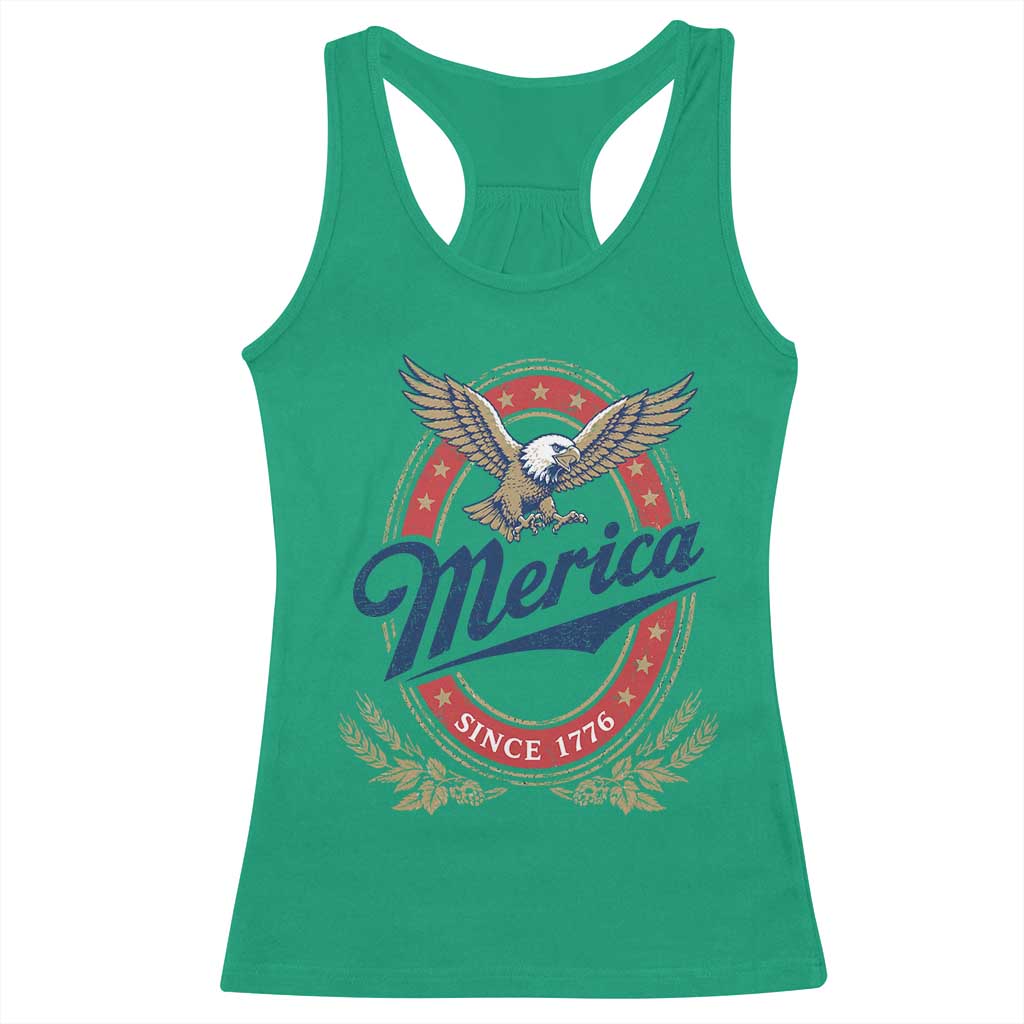 Retro Merica Eagle Funny 4th Of July Racerback Tank Top Vintage Independence Day 1776
