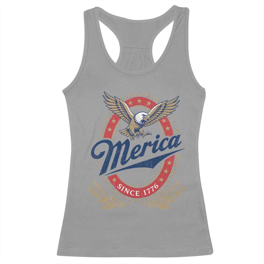 Retro Merica Eagle Funny 4th Of July Racerback Tank Top Vintage Independence Day 1776