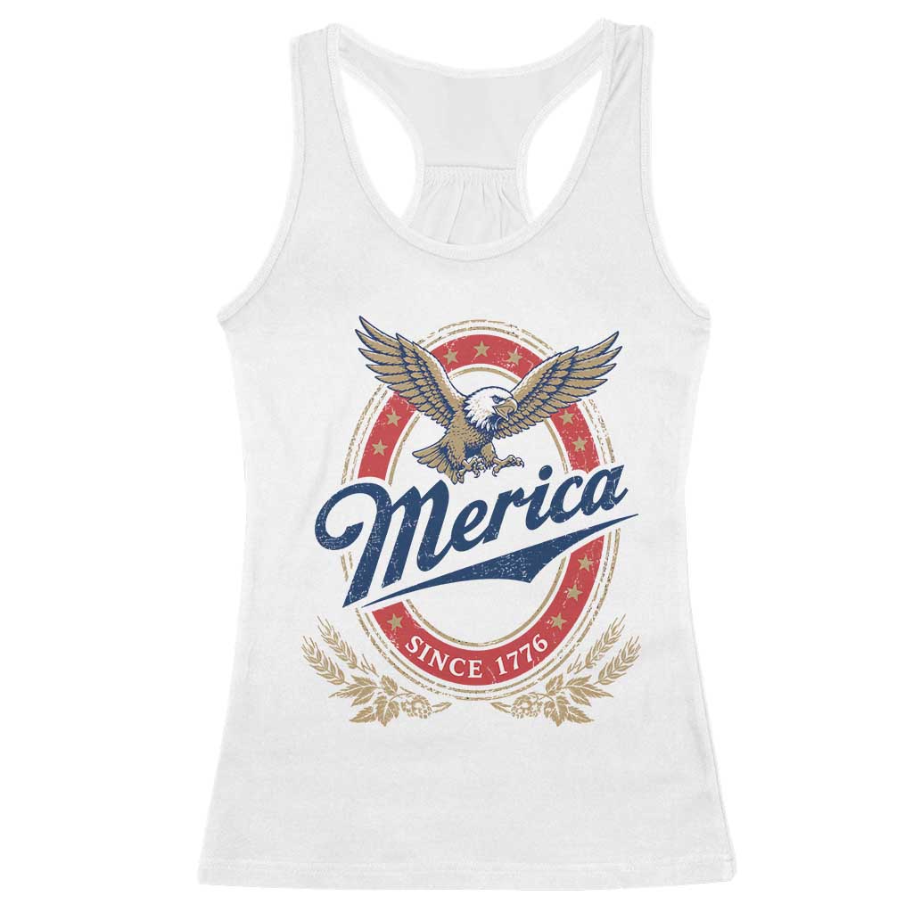 Retro Merica Eagle Funny 4th Of July Racerback Tank Top Vintage Independence Day 1776