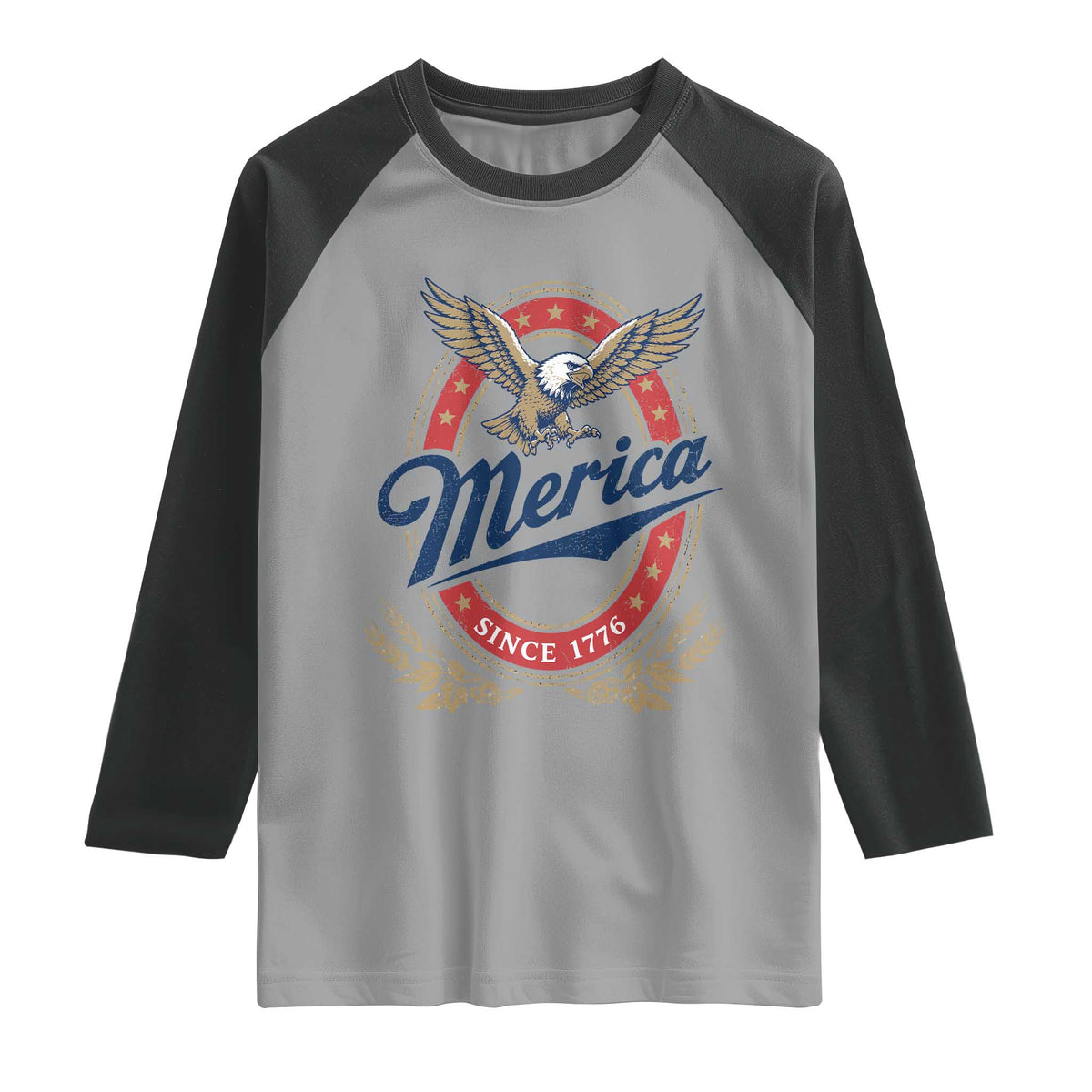 Retro Merica Eagle Funny 4th Of July Raglan Shirt Vintage Independence Day 1776