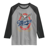 Retro Merica Eagle Funny 4th Of July Raglan Shirt Vintage Independence Day 1776