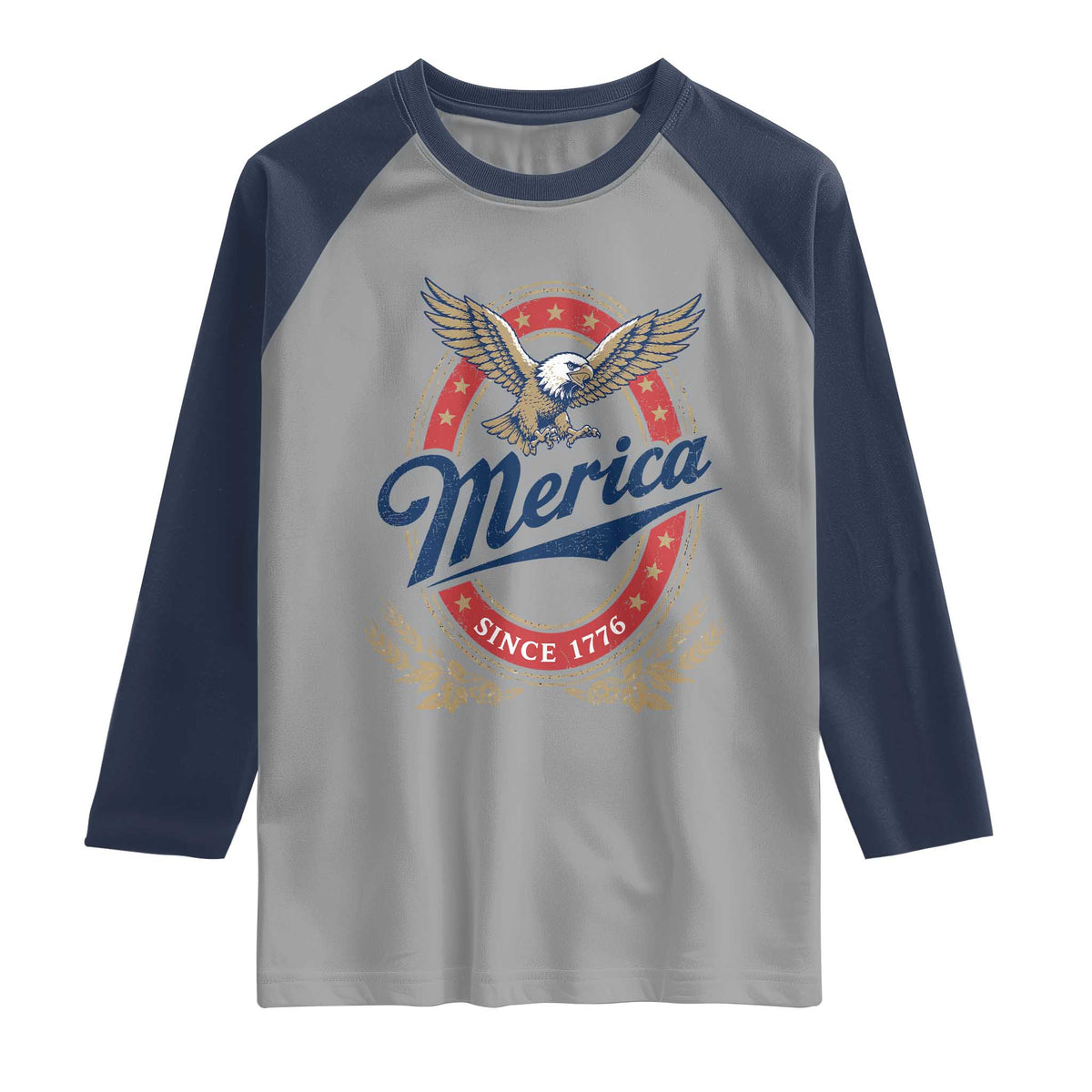 Retro Merica Eagle Funny 4th Of July Raglan Shirt Vintage Independence Day 1776