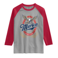 Retro Merica Eagle Funny 4th Of July Raglan Shirt Vintage Independence Day 1776