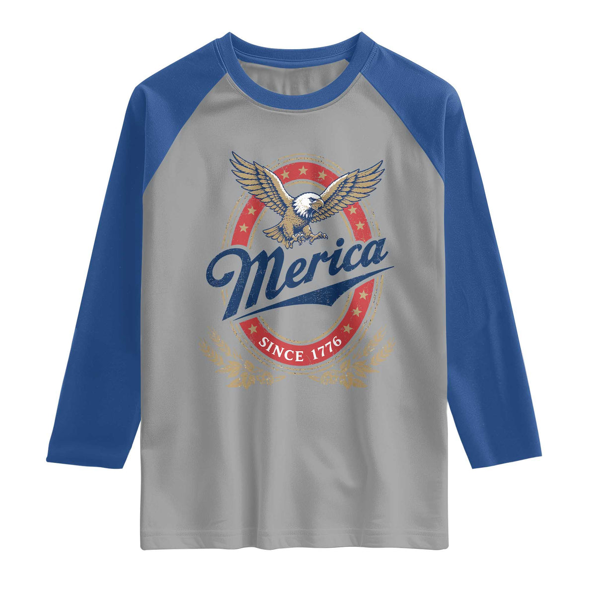 Retro Merica Eagle Funny 4th Of July Raglan Shirt Vintage Independence Day 1776