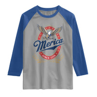 Retro Merica Eagle Funny 4th Of July Raglan Shirt Vintage Independence Day 1776