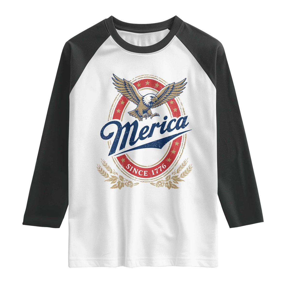Retro Merica Eagle Funny 4th Of July Raglan Shirt Vintage Independence Day 1776