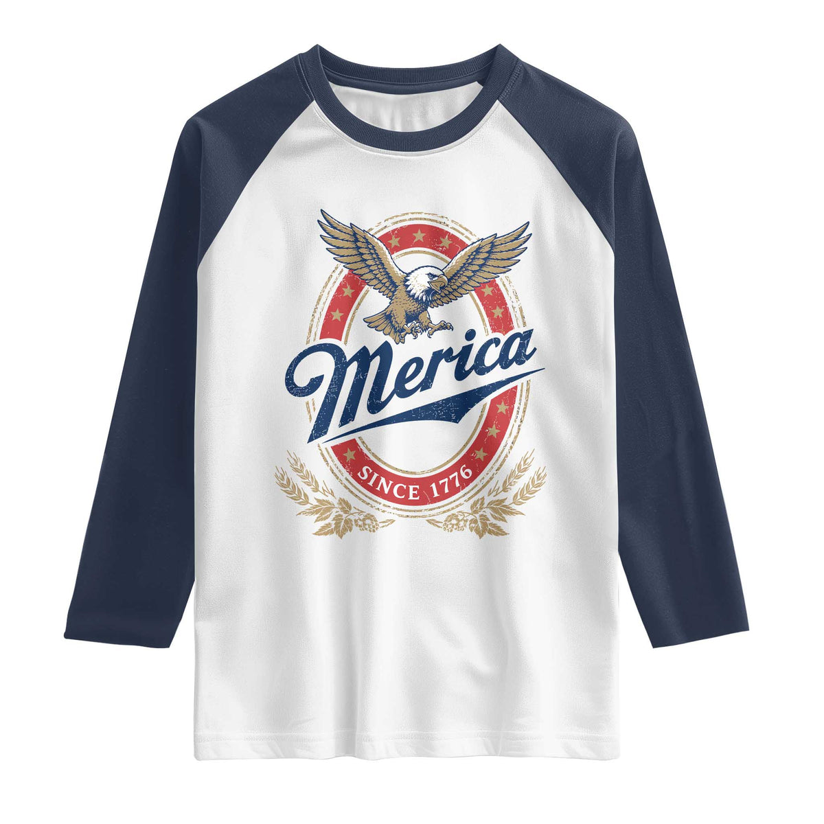 Retro Merica Eagle Funny 4th Of July Raglan Shirt Vintage Independence Day 1776