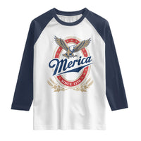 Retro Merica Eagle Funny 4th Of July Raglan Shirt Vintage Independence Day 1776