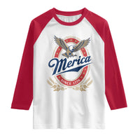 Retro Merica Eagle Funny 4th Of July Raglan Shirt Vintage Independence Day 1776