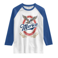 Retro Merica Eagle Funny 4th Of July Raglan Shirt Vintage Independence Day 1776